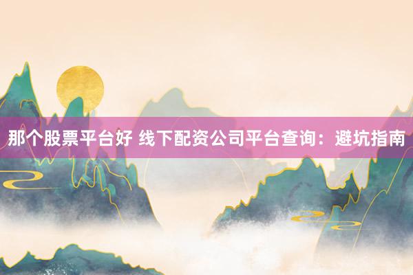 那个股票平台好 线下配资公司平台查询：避坑指南