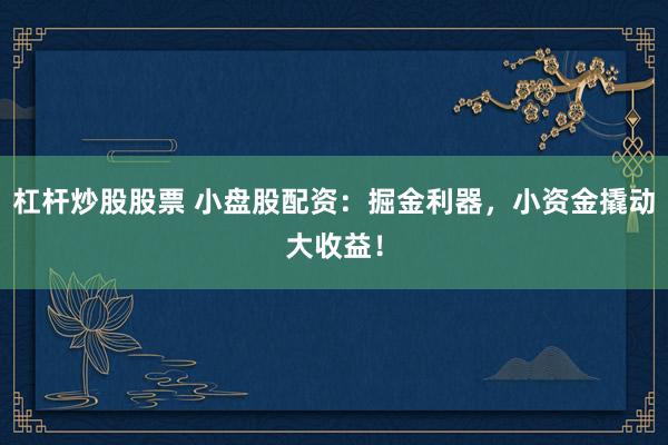 杠杆炒股股票 小盘股配资：掘金利器，小资金撬动大收益！