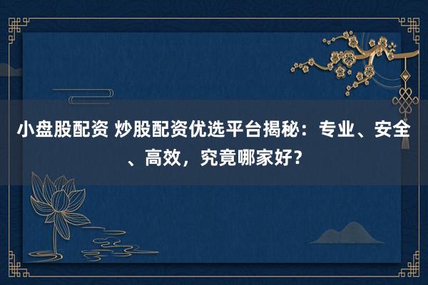 小盘股配资 炒股配资优选平台揭秘：专业、安全、高效，究竟哪家好？