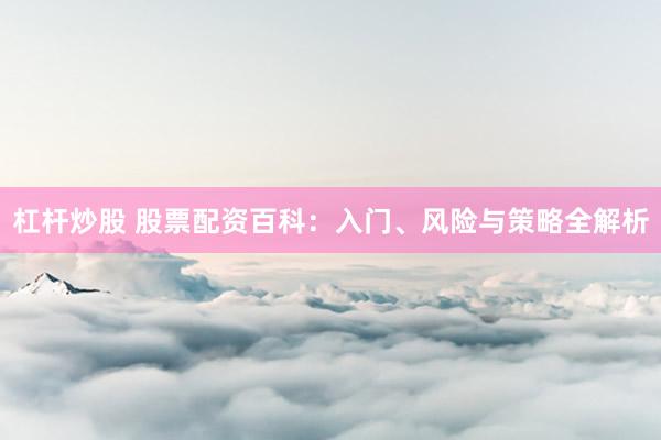 杠杆炒股 股票配资百科：入门、风险与策略全解析