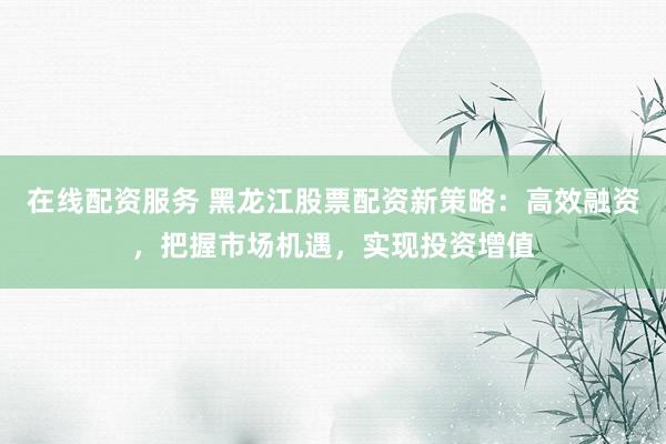 在线配资服务 黑龙江股票配资新策略：高效融资，把握市场机遇，实现投资增值