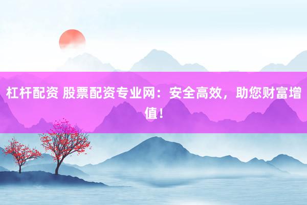 杠杆配资 股票配资专业网：安全高效，助您财富增值！
