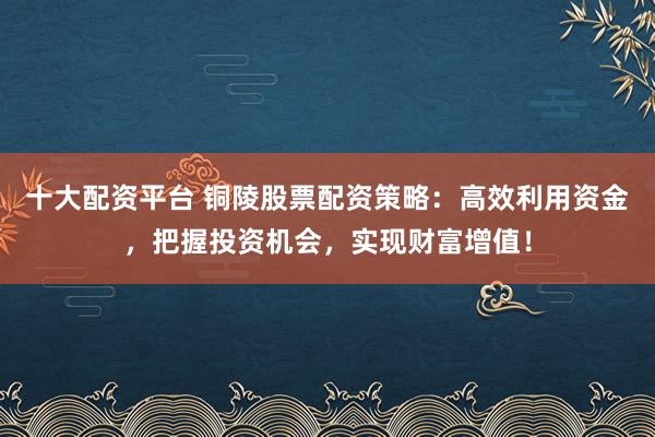 十大配资平台 铜陵股票配资策略：高效利用资金，把握投资机会，实现财富增值！