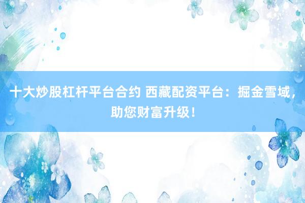 十大炒股杠杆平台合约 西藏配资平台：掘金雪域，助您财富升级！