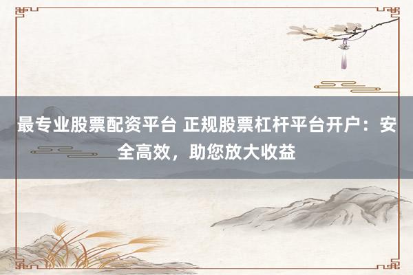 最专业股票配资平台 正规股票杠杆平台开户：安全高效，助您放大收益
